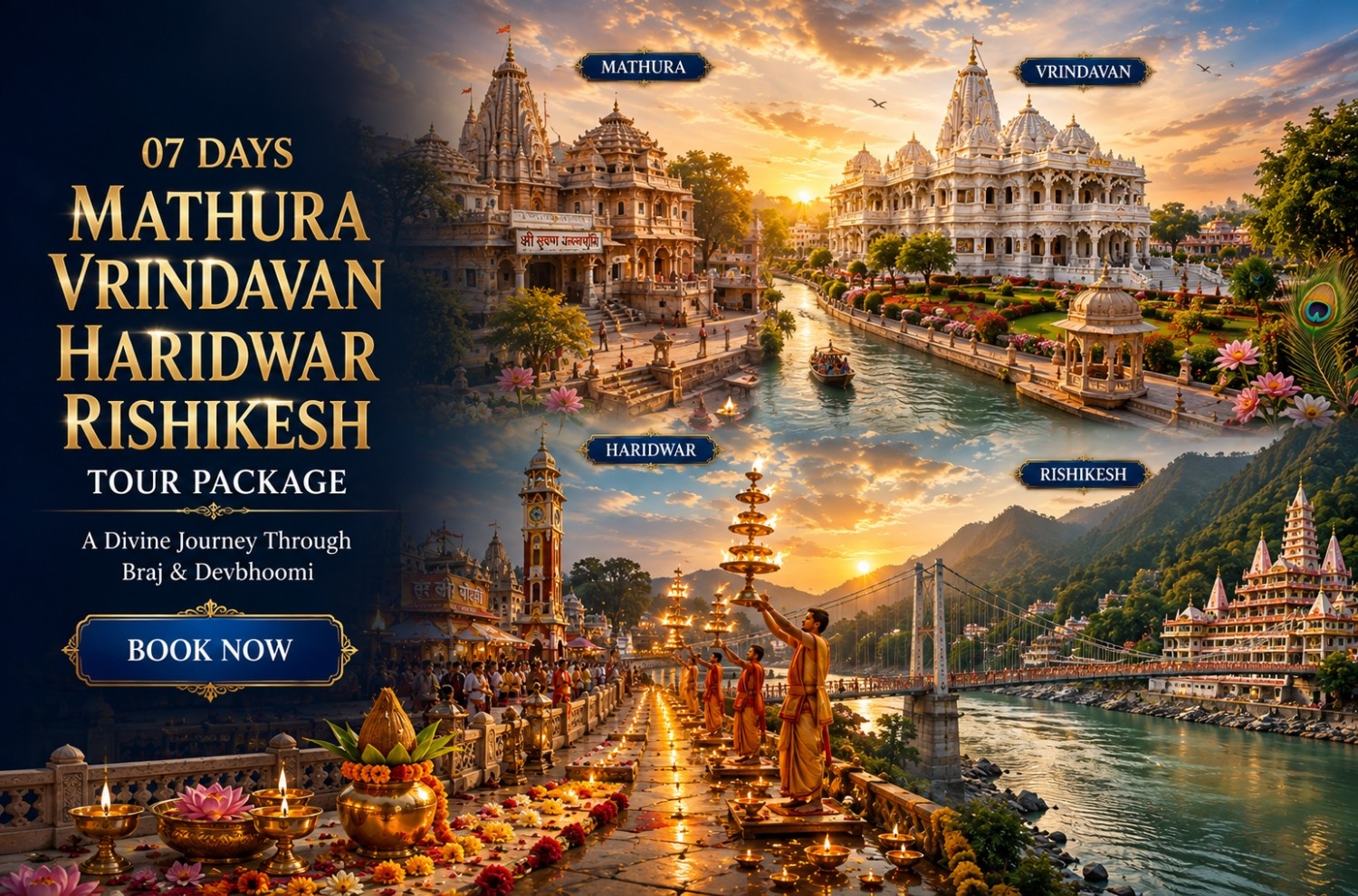 7 Days Mathura Vrindavan Haridwar Rishikesh Tour Package from Gujarat package hero image