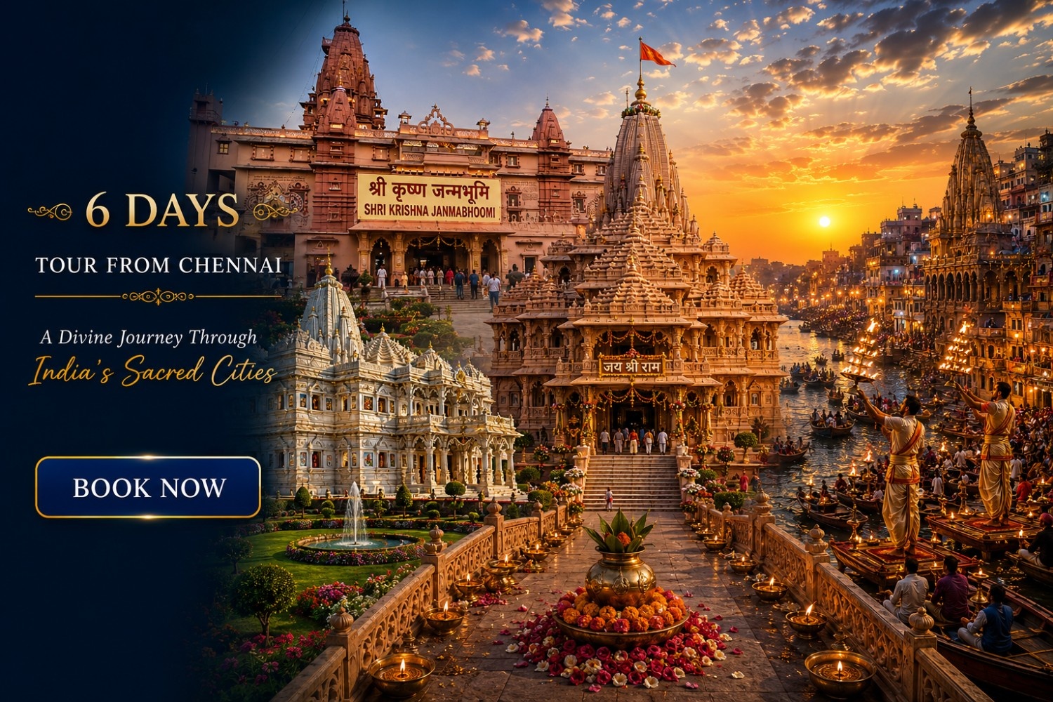 6 Days Mathura Vrindavan Ayodhya Varanasi Tour from Chennai
